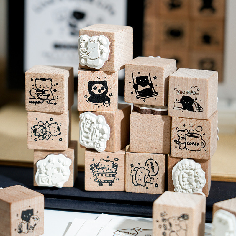 

Yoofun Cute Little Black Cat Decoration Stamp Retro Wooden Rubber Stamps for Scrapbooking Journaling Diy Craft Standard Seal