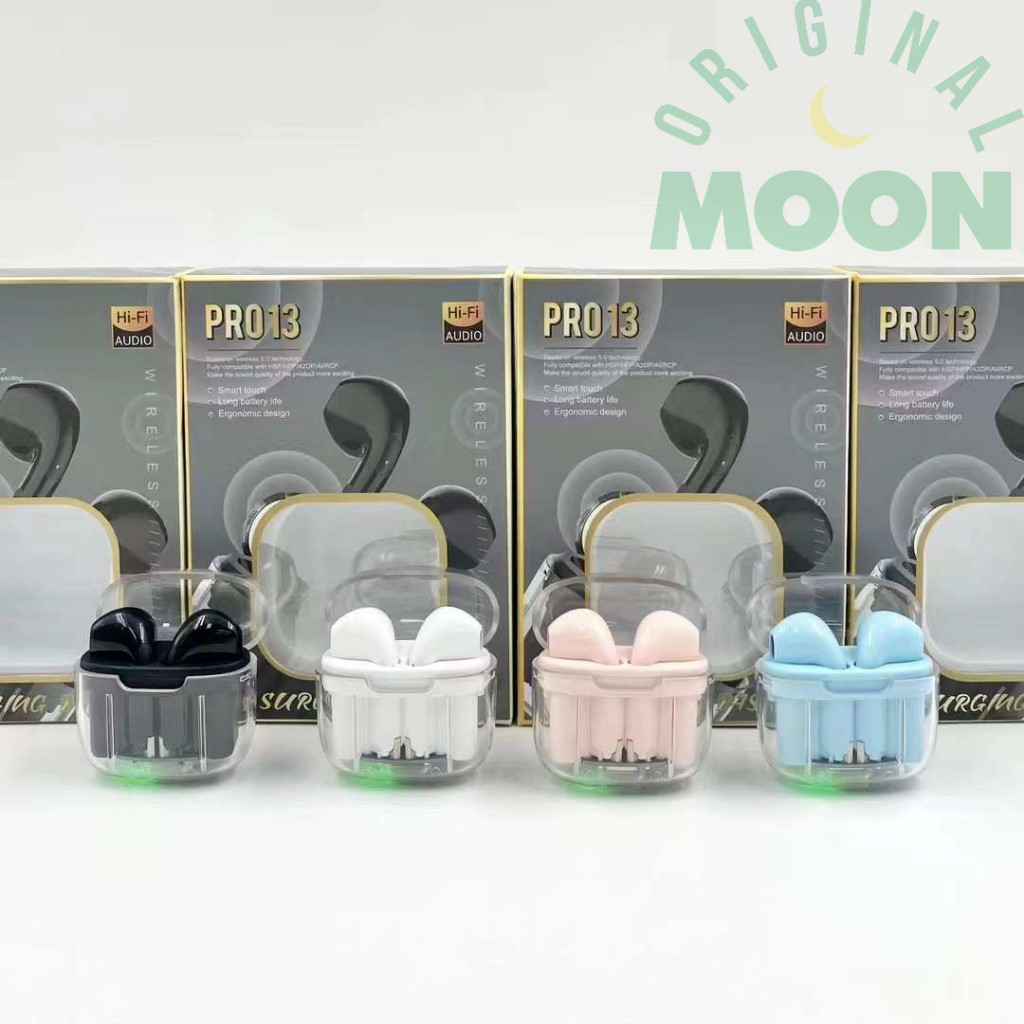 JOKADE headset Bluetooth nirkabel TWS  PRO13 transparan, headphone HiFi Subwoofer 5.3, earphone Game