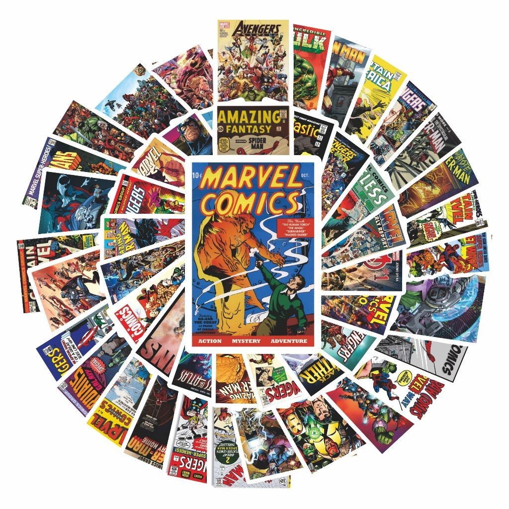 

COD 100 Pcs Komik Superhero Colorfull Lucu Anti Air Untuk Dekorasi Notebook Sepeda Skateboard Handphone DIY