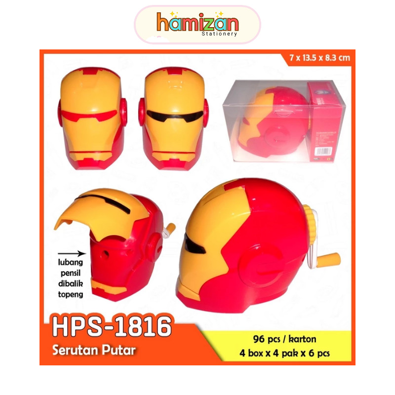 

Rautan Ulir / Desk Sharpener / Kerukan Putar Iron Man / Serutan Meja / Peruncing Avenger