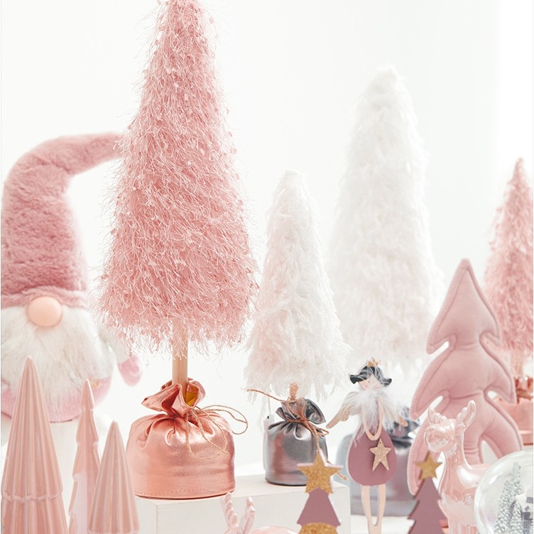 HIASAN DEKORASI WHITE PINK TEMA PATUNG BONEKA POHON NATAL CHRISTMAS ORNAMENT DECORATION