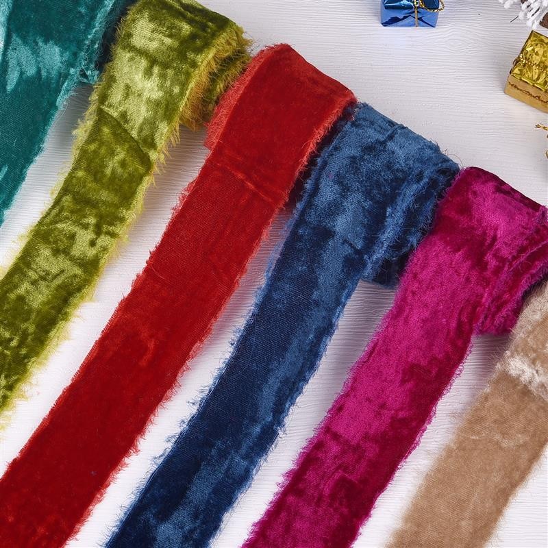 

Handmade Frayed Edging Velvet Suede Cloth Ribbon For Wedding Invitation Wrapping Bouquets Birthday Party Decorations Gifts