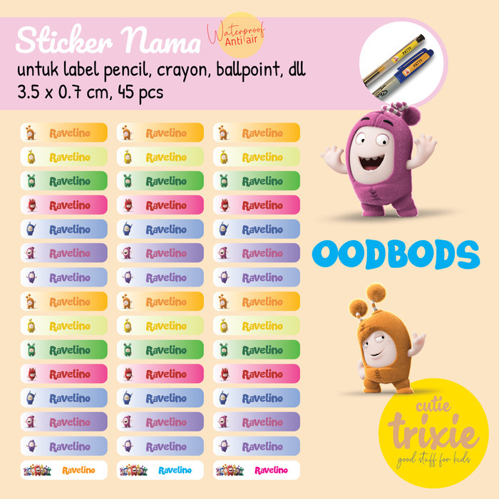 

STICKER LABEL NAMA ANAK PENSIL PEN CRAYON OODBODS