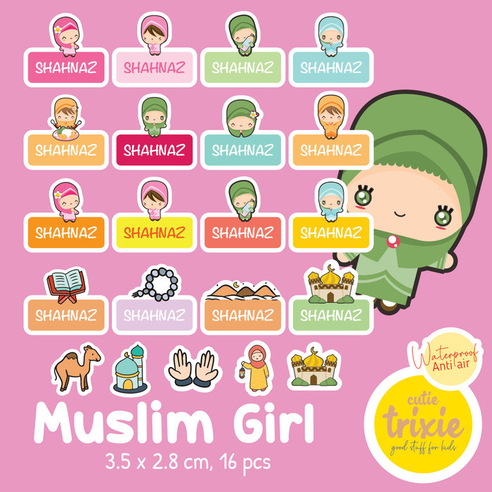 

STICKER LABEL NAMA ANAK WATERPROOF MUSLIM BOY / GIRL compact - MUSLIM BOY