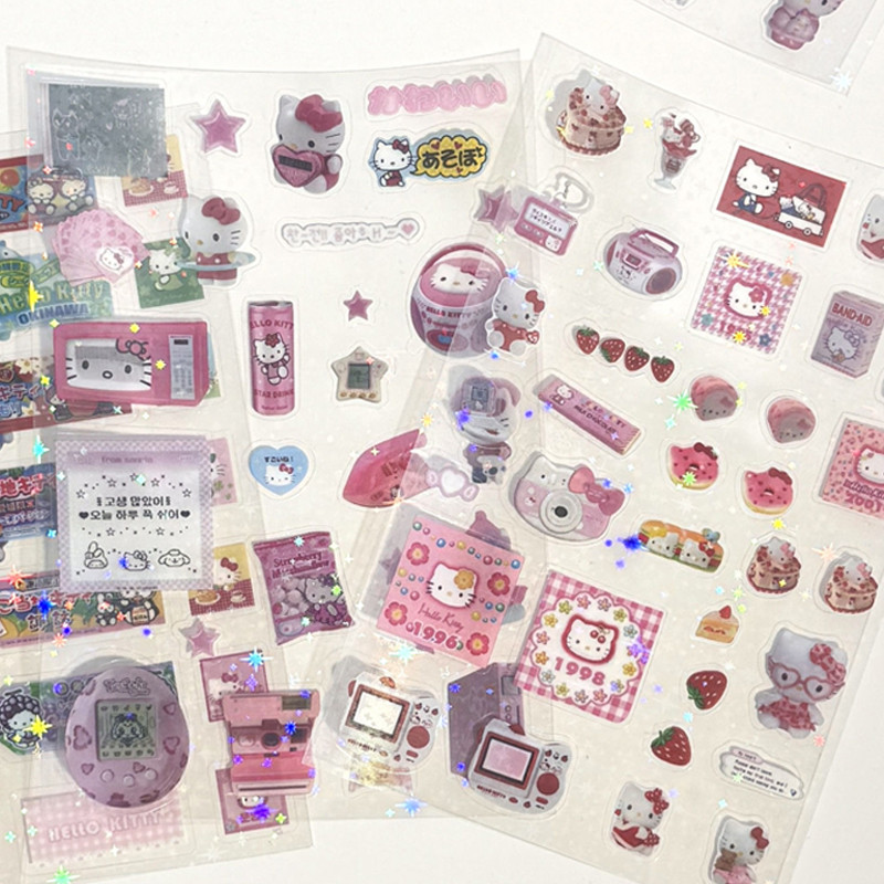 

4pcs Japanese Charm Girl Hello Kitty Sticker for Phone Camera Luggage Helmet Sticker Y2K Kawaii Decoration Sticker Birthday Gift