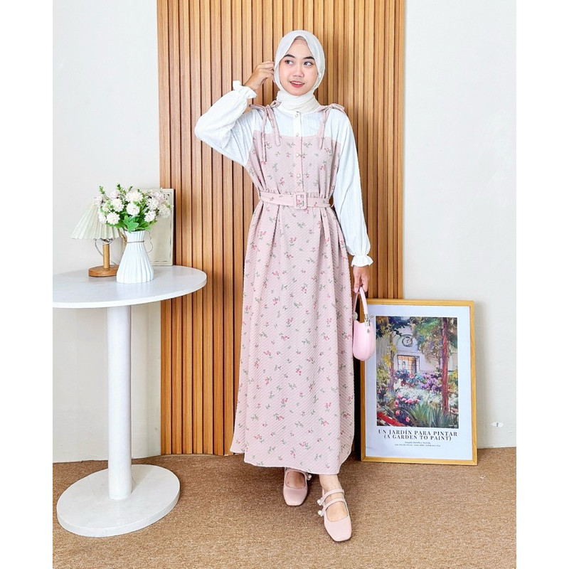 IRENE DRESS GAMIS BUNGA LEBARAN KOREA GAMIS PANTAI REMAJA CRINKLE