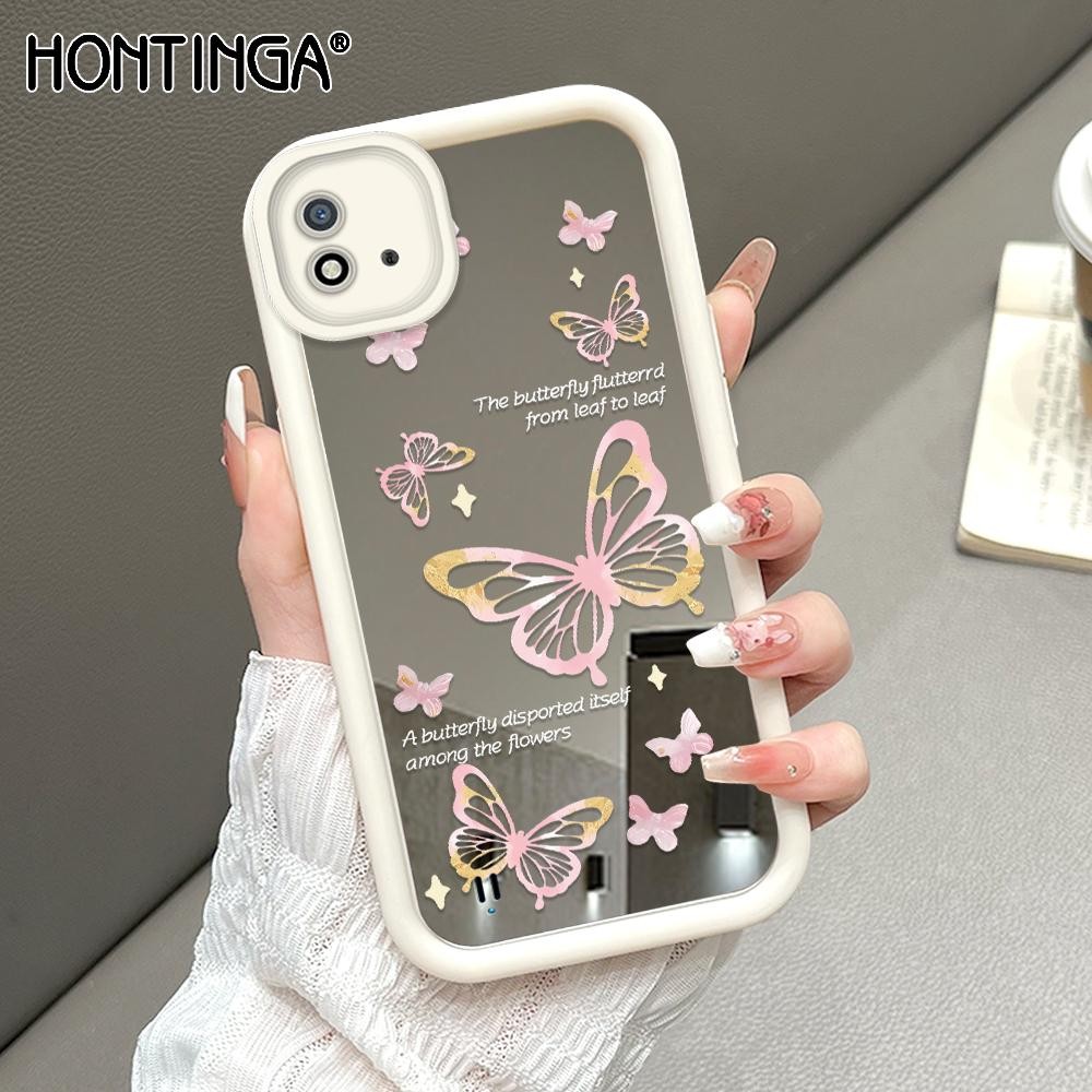 Hontinga Casing Hp Untuk Realme C20 C20A C11 2021 Silikon Sofcase Cassing Mode Softcase Pink Butterf