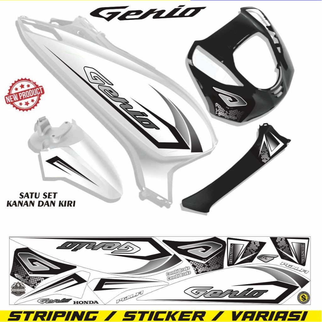 COD / VARIASI STRIPING MOTOR GENIO MOTIF SIMPLE VARIASI LIS GENIO STIKER