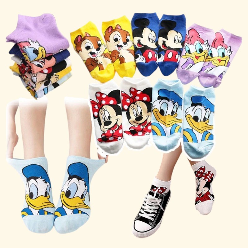Kaos Kaki Wanita Fashion Motif Kartun / Kaos Kaki Karakter Disney Micky Mouse/ Donald Duck / Kaos Ka