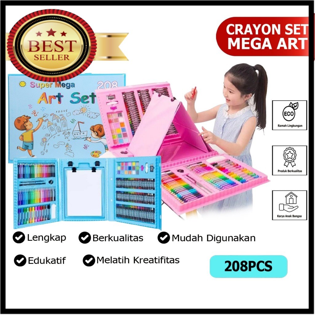 

Alat Lukis Set Super Mega Art 208 PCS Crayon Oil Paste Pensil Warna Pensil Warna Cair Anak Mewarnai