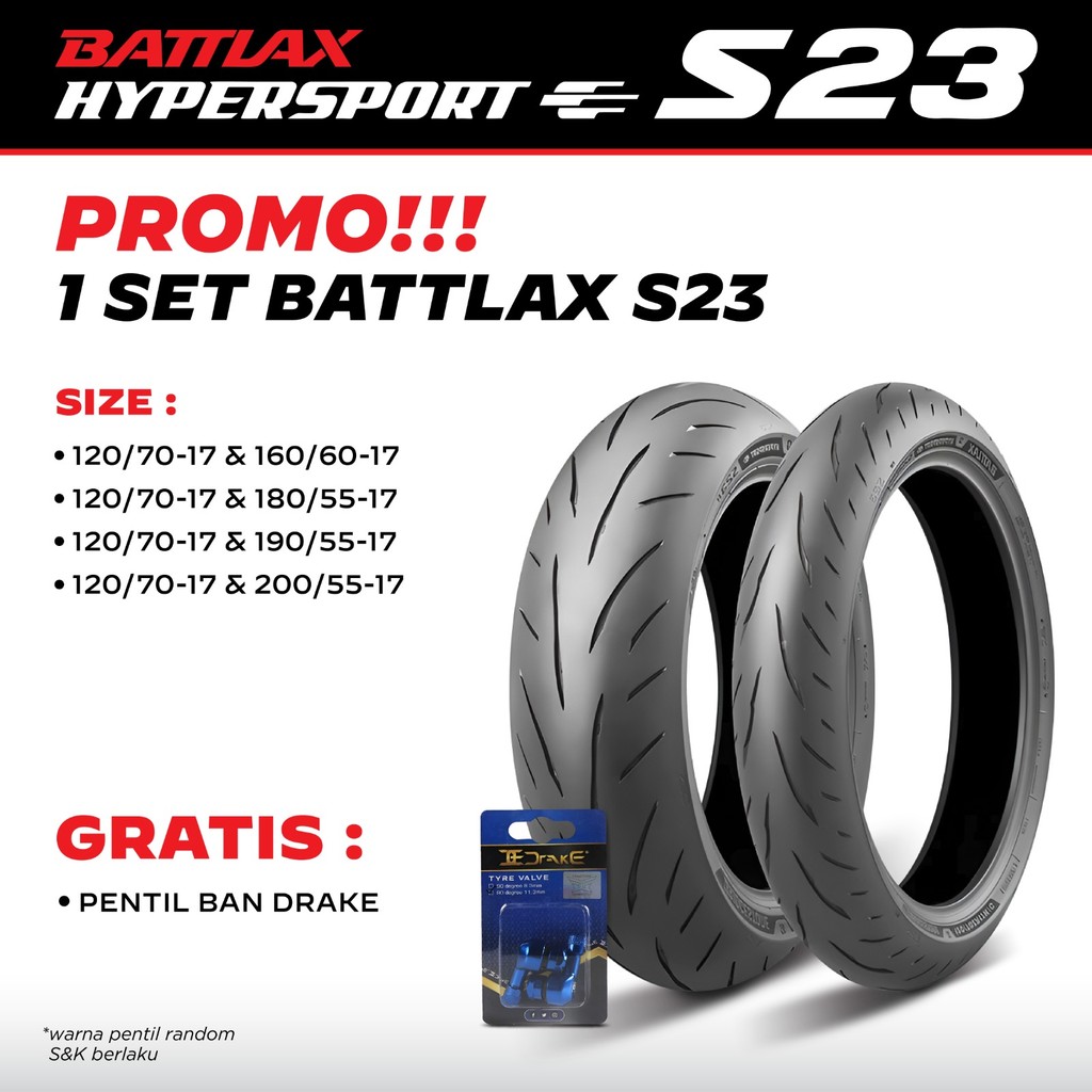 Ban Motor Battlax S23 Bridgestone Depan Belakang 120/70 160/60 17 Original