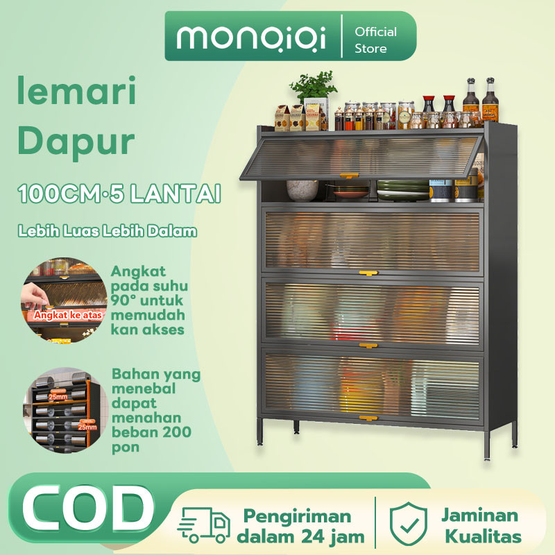 Monqiqi Rak Piring Tertutup/Rak Piring Minimalis/Lemari Dapur Minimalis/Rak Dapur Serbaguna/Lemari P