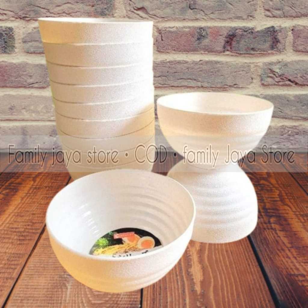 (12pcs) Mangkok Ramen Ulir Putih / Mangkuk Ramen Clio Ulir / Mangkok Serbaguna