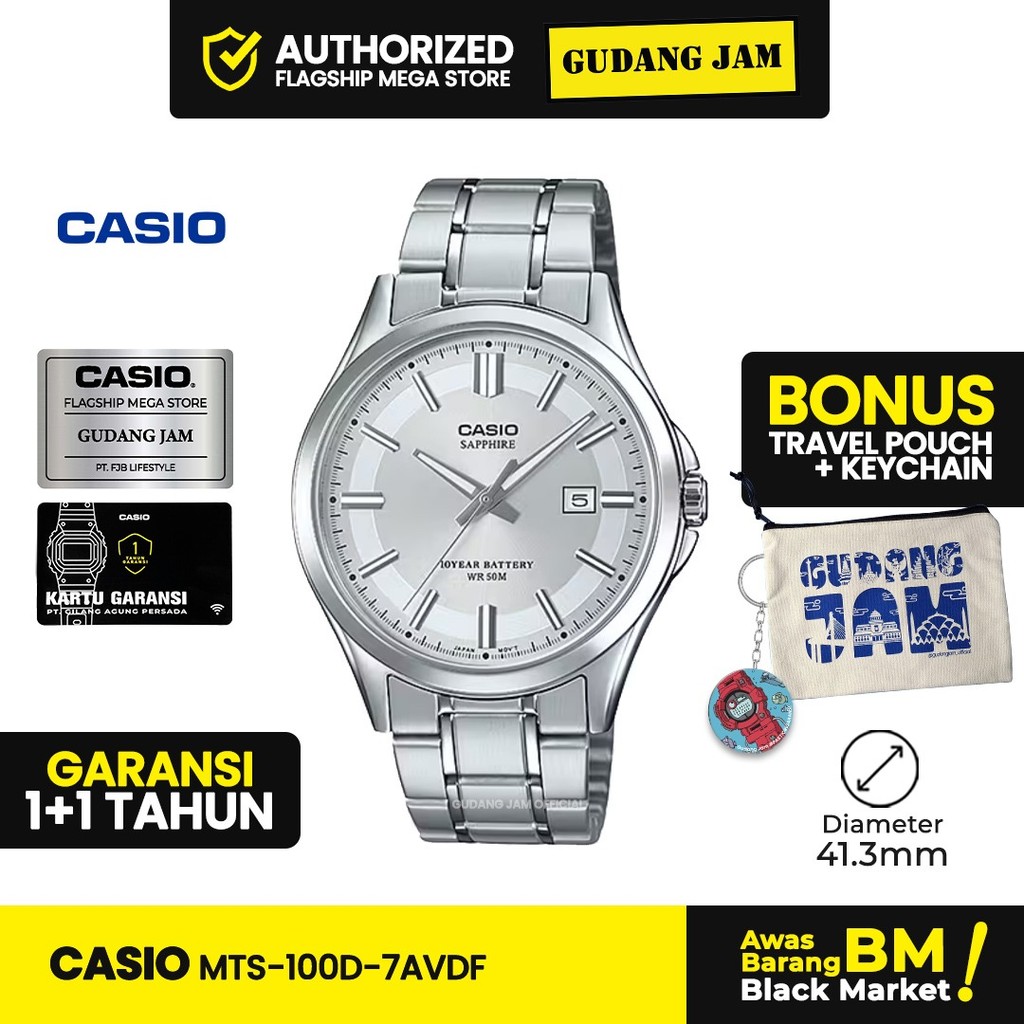 Casio Pria MTS-100D-7AVDF MTS-100D-7A MTS-100D MTS 100D MTS100D Strap Stainless Steel