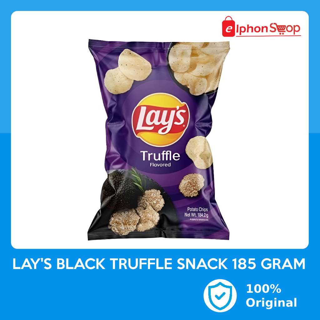 

LAYS Lay's Black Truffle Potato Chips Snack Impor Keripik Kentang Pouch Cemilan 184,2 Gram