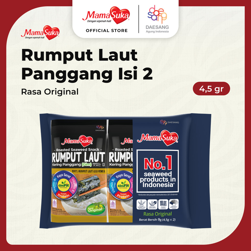 

MamaSuka - Rumput Laut Panggang Isi 2 @4,5 gr (Sample tidak dijual satuan)