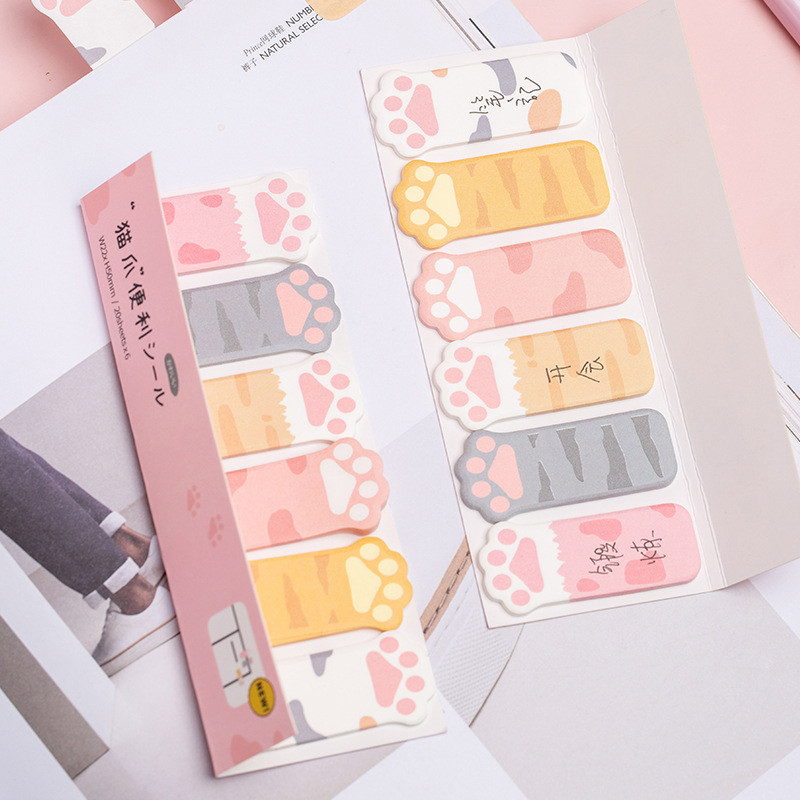 

Mengtai Cute Cat Paw Sticky Notes Memo Pad Diary Stationary Flakes Scrapbook Index bookmarks Decorative Kawaii N Times Sticky