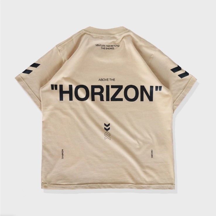 KAOS PRIA KATUN COMBED CASUAL LENGAN PENDEK CREAM ORIGINAL MEMPHIS ORIGINS  | ABOVE THE HORIZON BRW