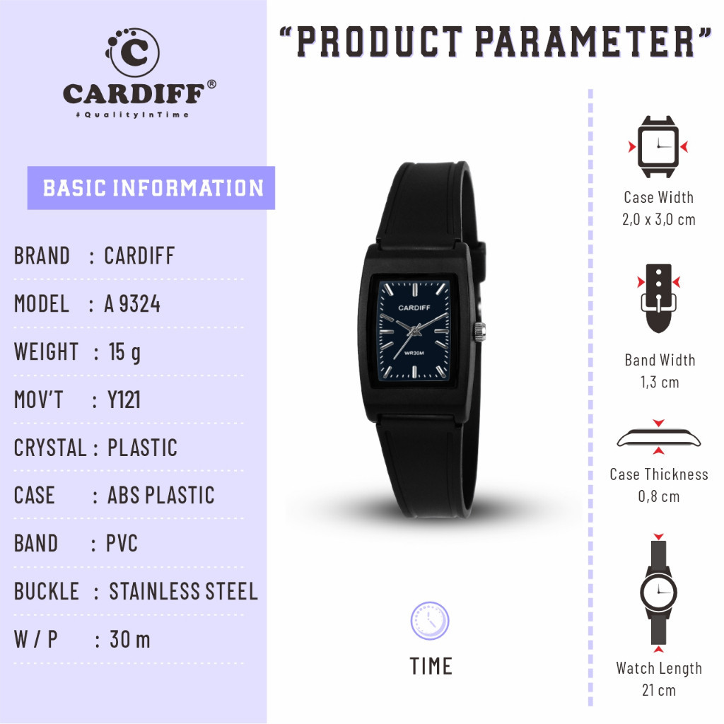 CARDIFF Analog A 9324 Jam Tangan Casual Cewek Water Resist