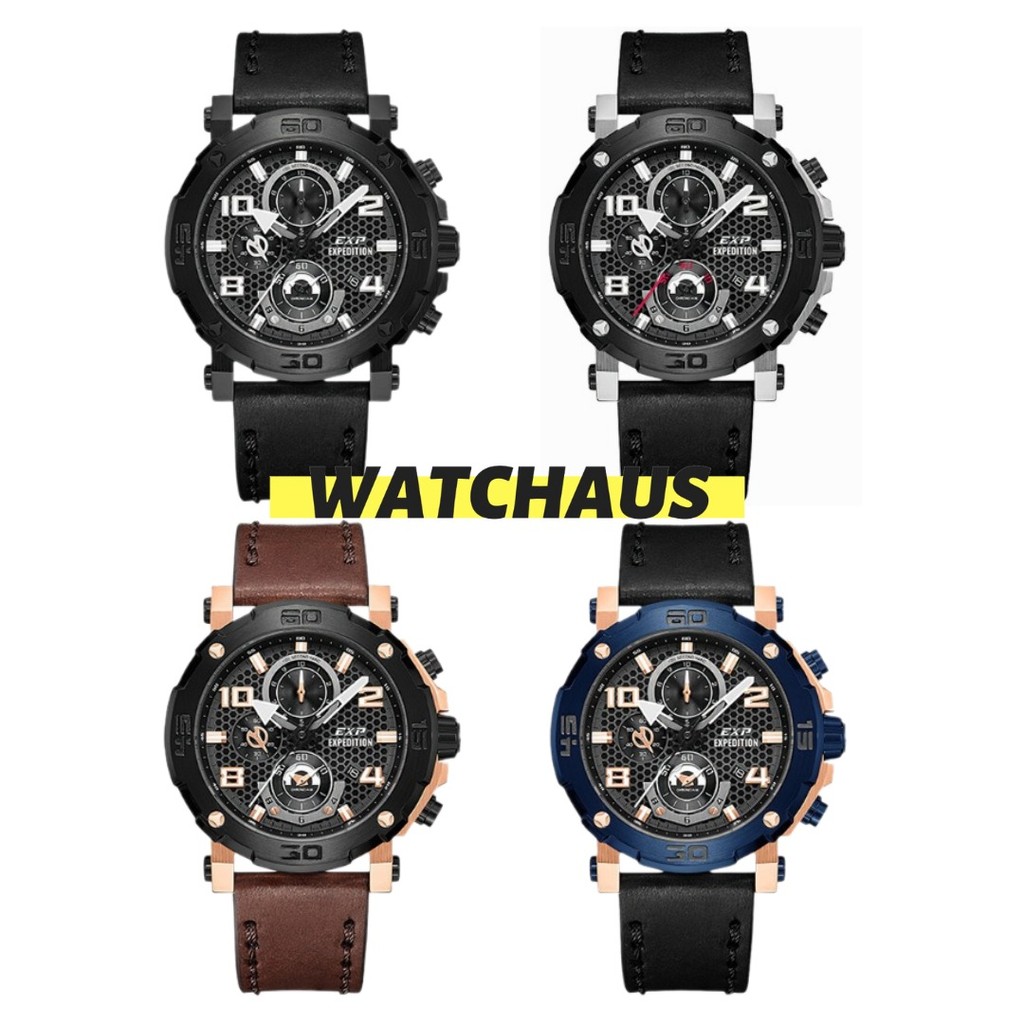 JAM TANGAN PRIA EXPEDITION E6769 E 6769 GCL ANALOG LEATHER STRAP