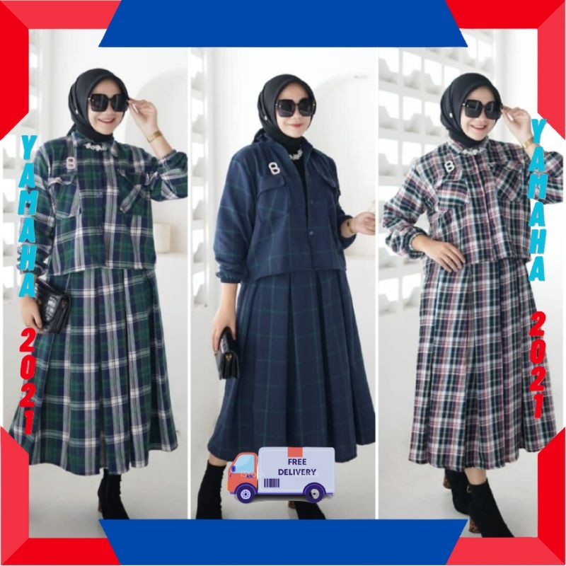 BAJU WANITA ONE SET DRESS / BISA COD GALERIAZKIYA SETELAN ROK FLANEL/ SET ROK HIJAB/SETELAN BAJU ROK