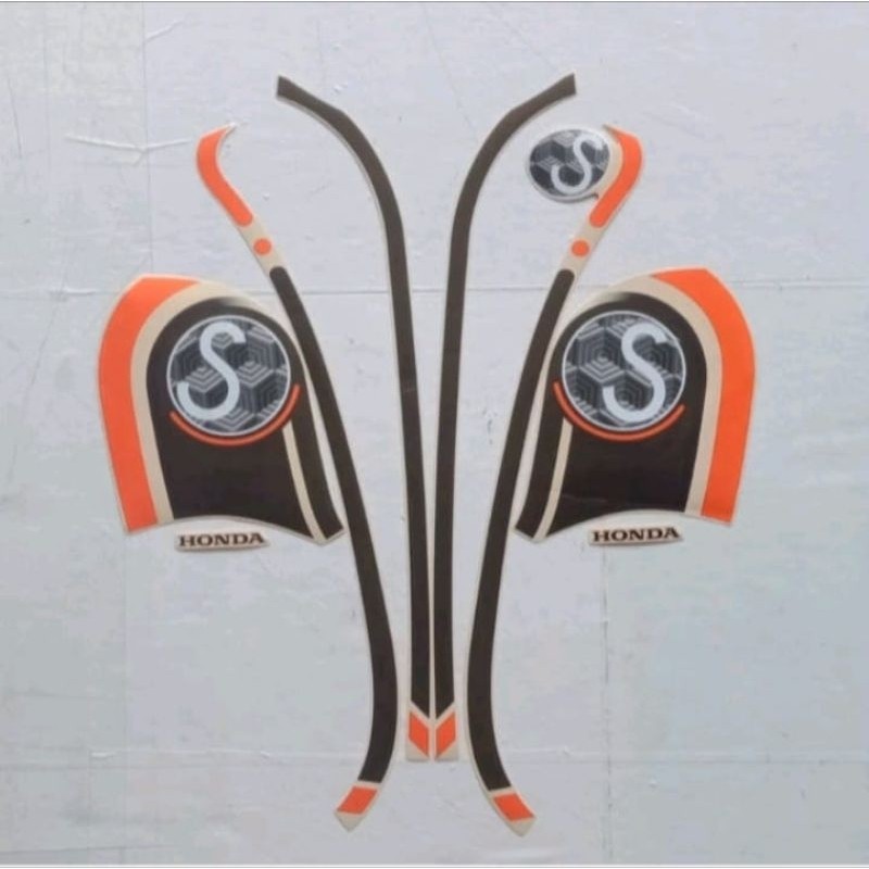striping stiker Scoopy fashion 2020 2021 hitam orange putih cream