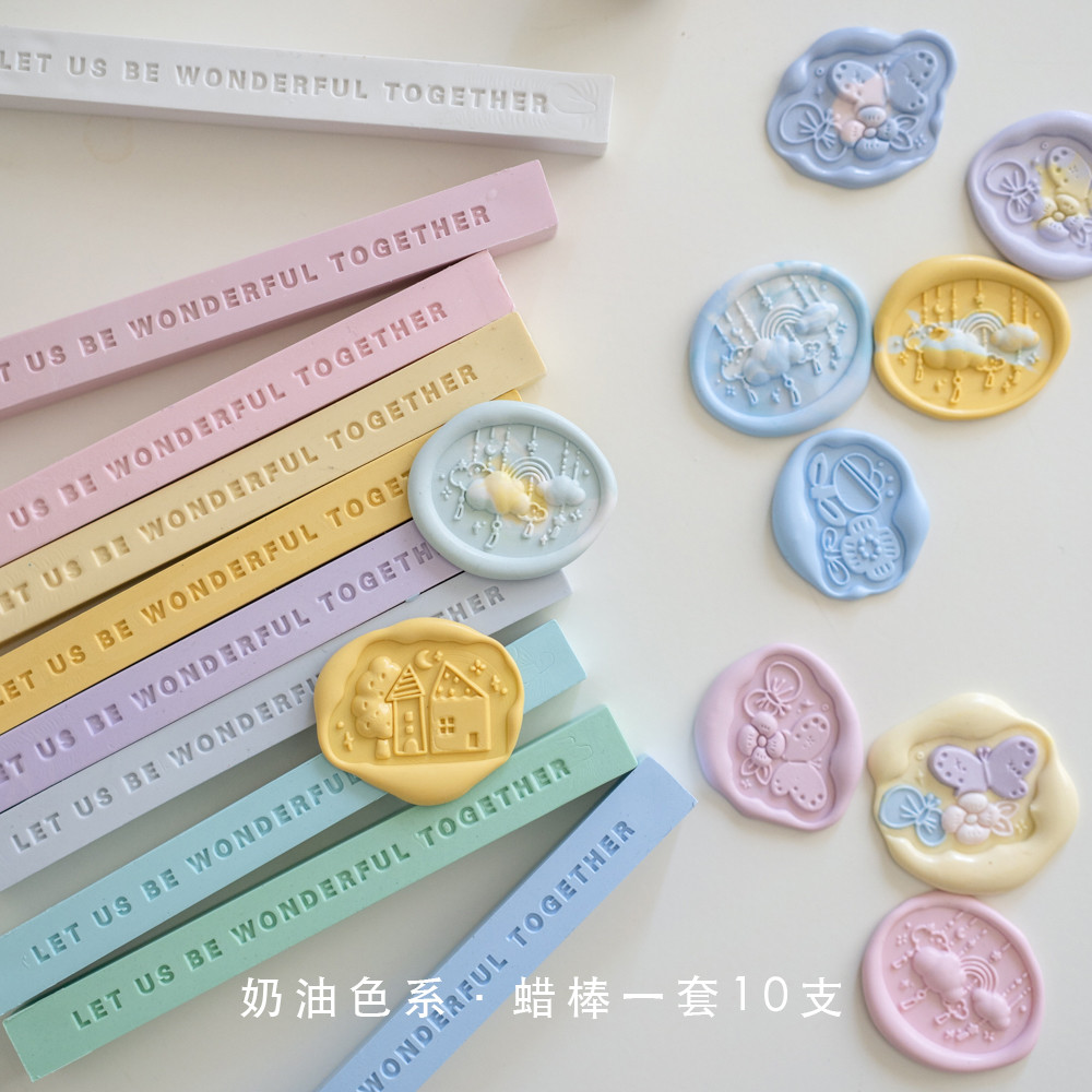 

Macaron Color 10pcs Retro Sealing Wax Stamp Square/Wax Stick Lacquer Wax For Scrapbooking Cards Envelopes Wedding Invitations