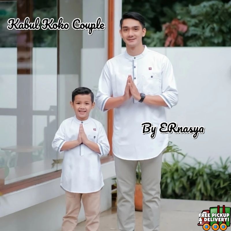 Kabul Koko Couple Putih Anak 5-10 Tahun Dan Dewasa Baju Koko Putih Untuk Lebaran Ngaji Tahlilan Seko