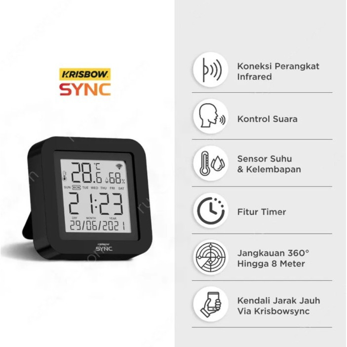 KRISBOW Sync Smart Wifi Ir Remote Control Temperature & Humidity