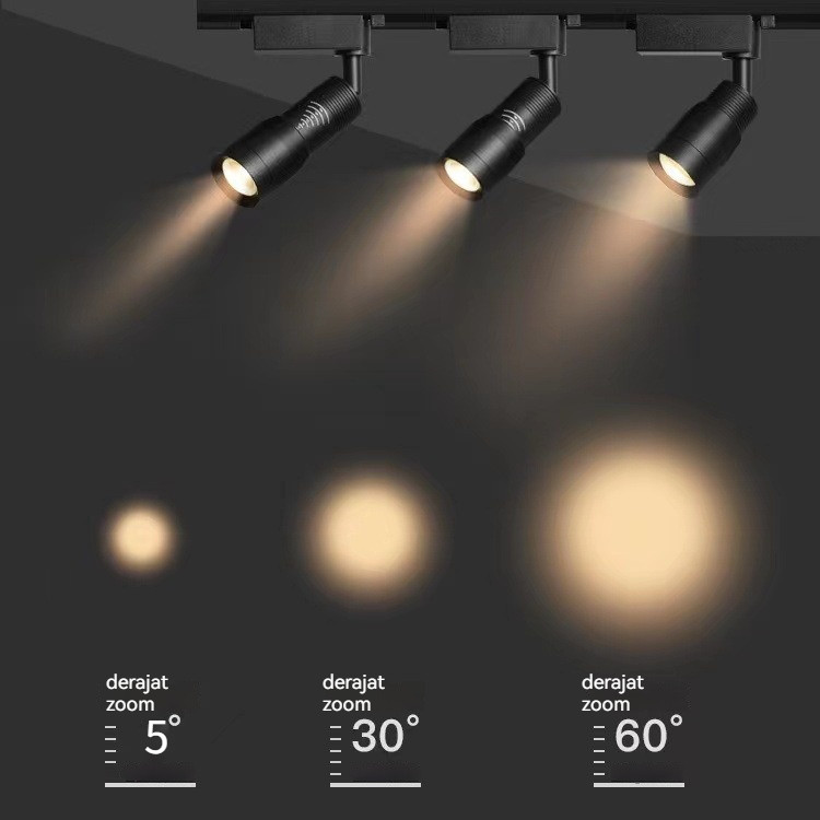 lampu track 3w lampu plafon lampu rumah bisa setting beam angle 5° - 60° sudut balok track light