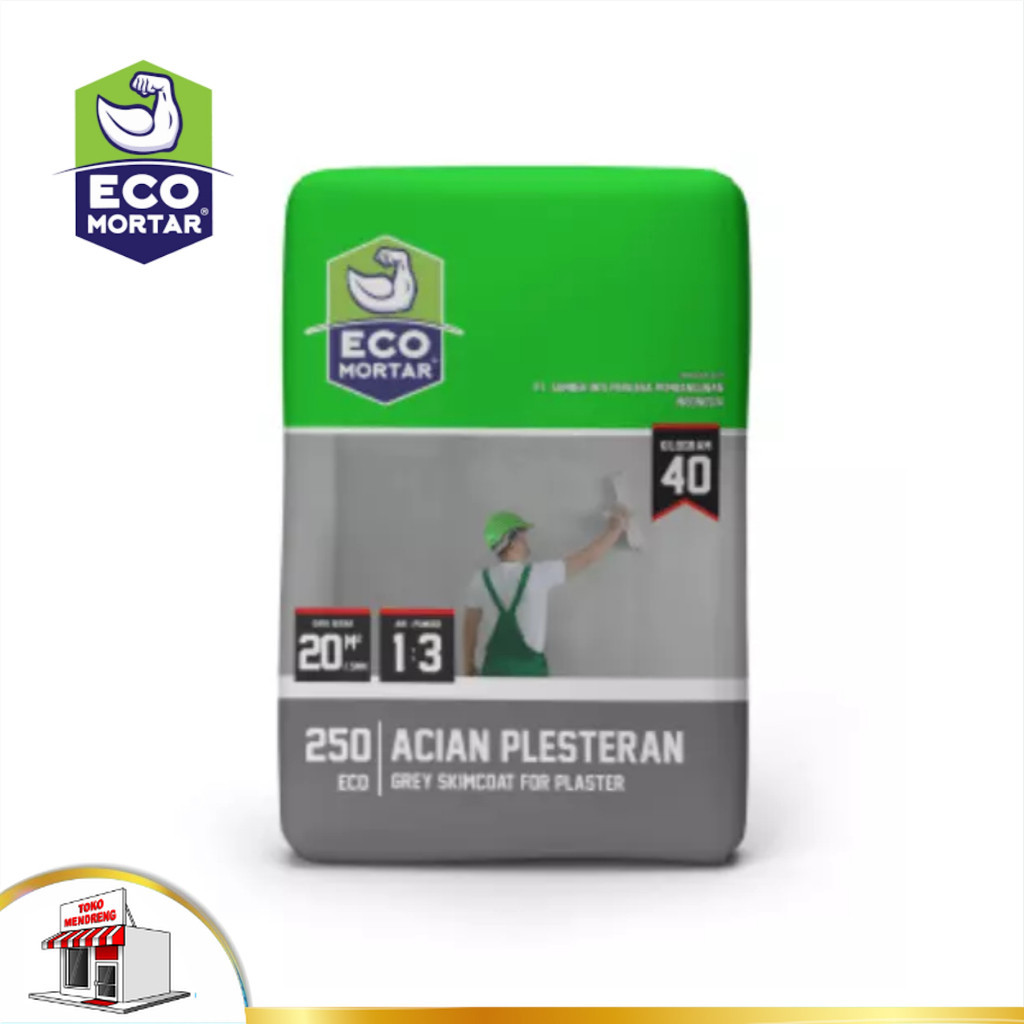 Semen Instan Eco Mortar 250 Acian Plesteran Abu Instant 40kg Eco250 Grey Skimcoat