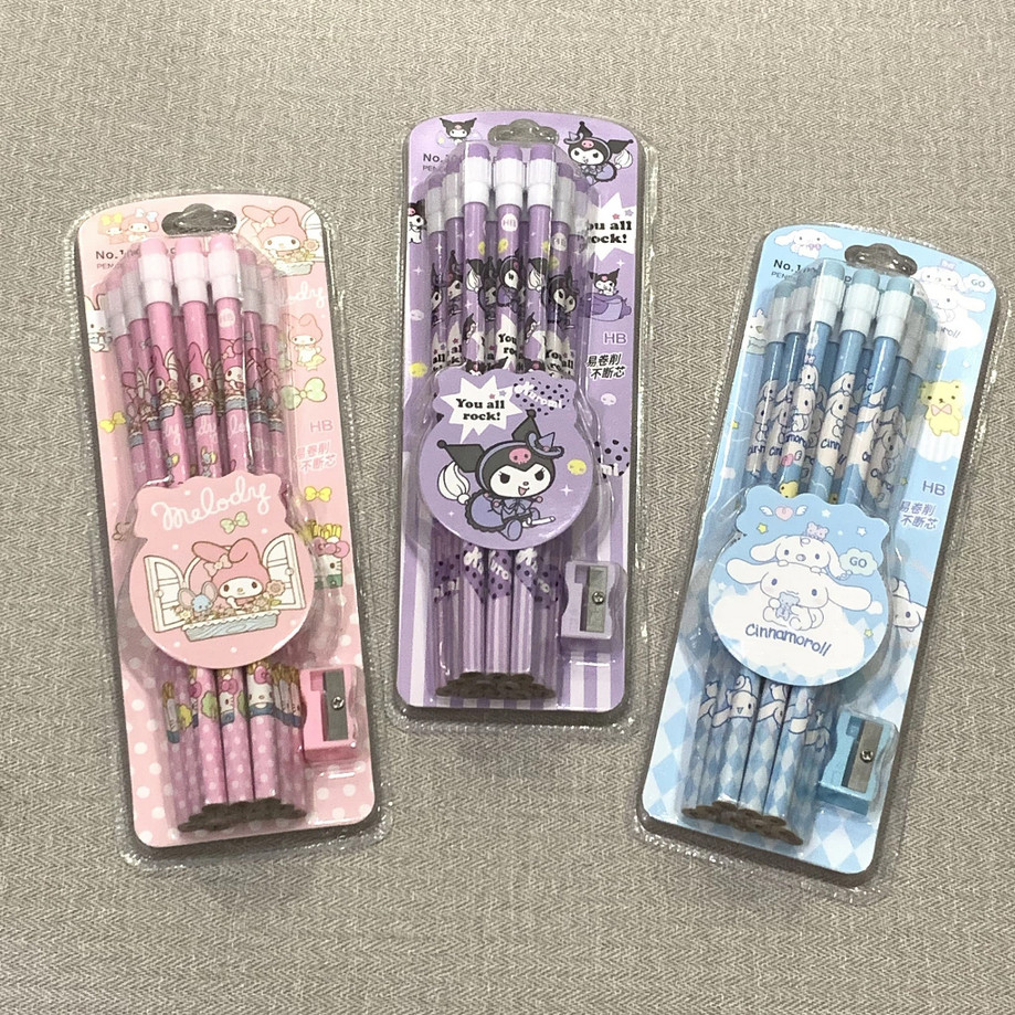 

Sanrio Pencil Set + Sharpener Pensil dan Rautan Alat Tulis Sekolah 1 set isi 12pcs