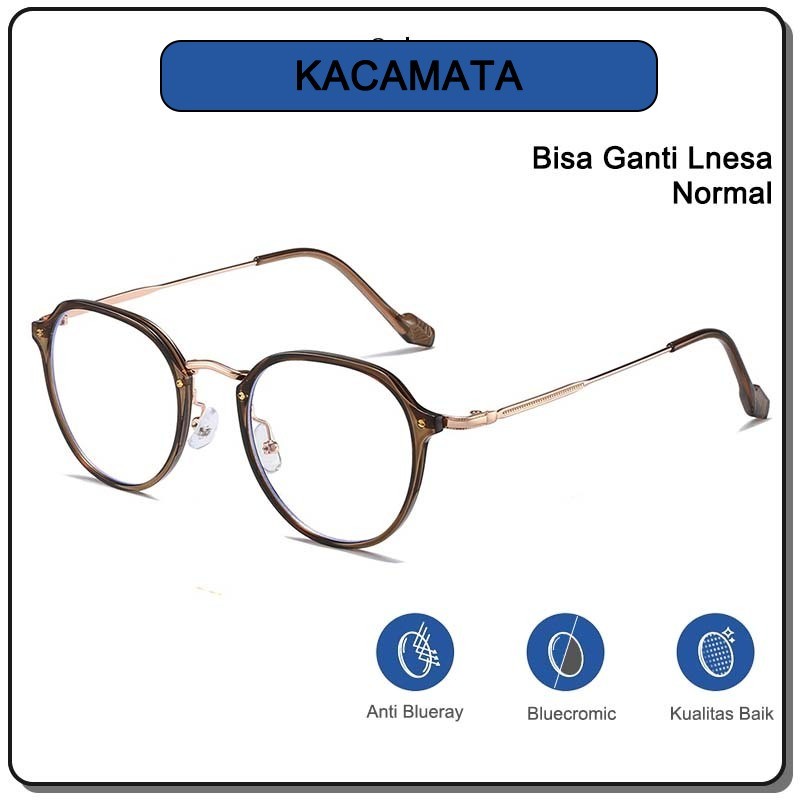 Viendo Kacamata Photocromi Anti Blueray Radiasi Wanita Pria Cowok Fashion Oval Frame Kacamata Komput