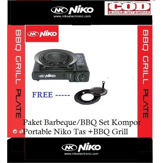 Paket Barbeque/BBQ Set Kompor Portable Niko Tas + BBQ Grill plate niko