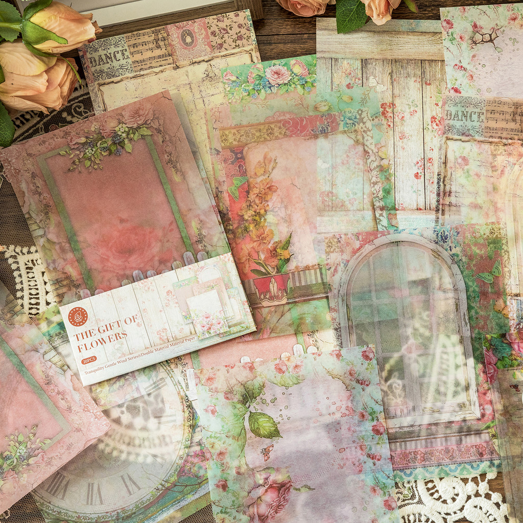 

20pcs Vintage Material Paper for Scrapbooking Junk Journal Supplies Creative Stationery DIY Decorative Scrapbook Paper