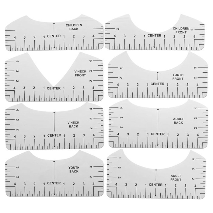 

Penggaris Neck Center Guide Penggaris Kaos Desain Sablon 4 / 8 Pcs - Clear-8Pcs 3004