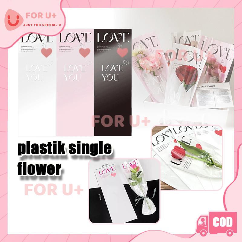 

Plastik Single Flower OPP "LOVE" / Korean Style Plastik Bunga 20 Lembar Plastik Love