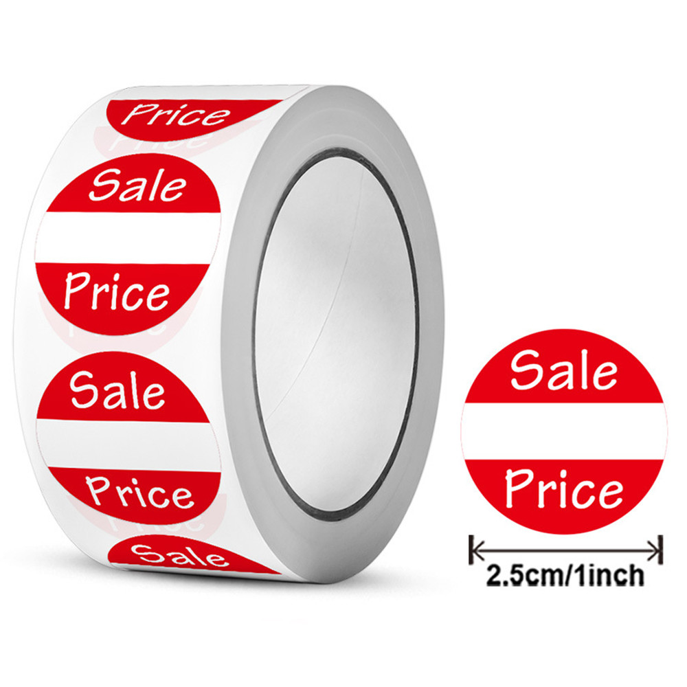 

100-500pcs Red Sale Price Labels Stickers Round Adhesive Paper Stickers Baking cakes Retail Store Discount Price Stickers