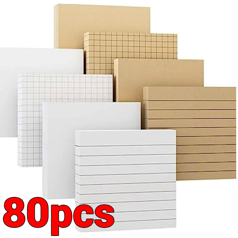 

80Pcs Self Adhesive Sticky Notes Stickers Memo Pad Posted It Reusable DIY Notepad Notebook Student School Office Stationary