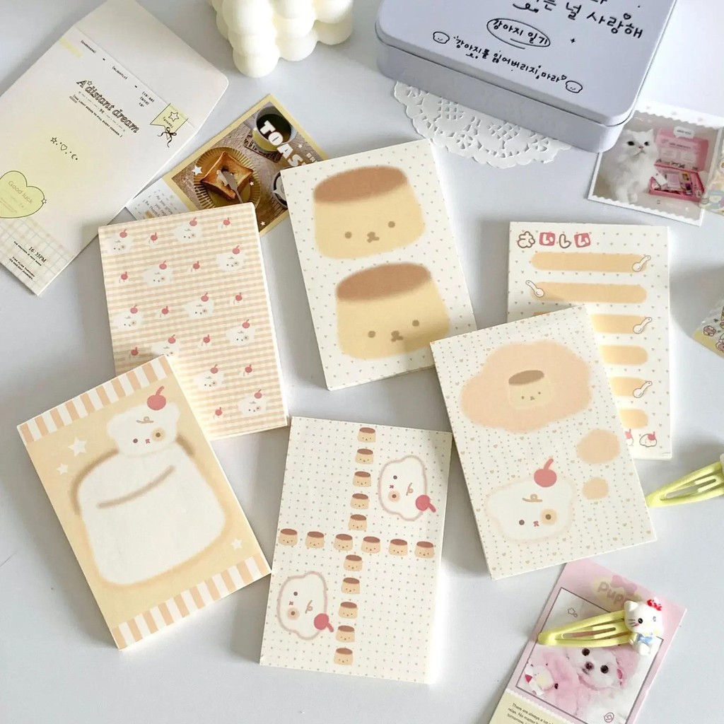 

Korean Cute Pudding Bear Memo Pad Cute Student Loose Leaf Message Notepad Girl Mini Pocket Planner Scrapbook Material Paper