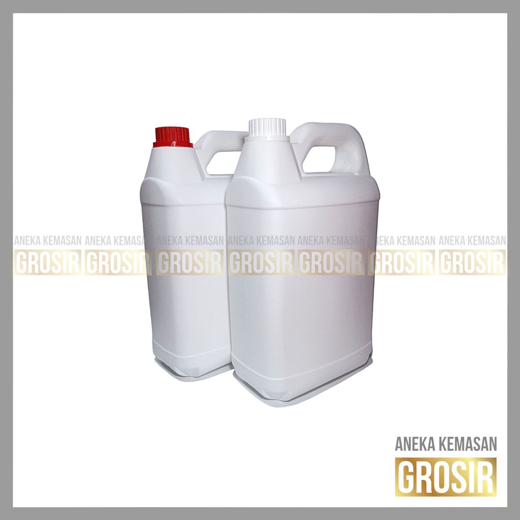 Jerigen 5 Liter Segel SN HDPE Putih Dof – Pilihan Tutup Putih atau Merah (1 Set)