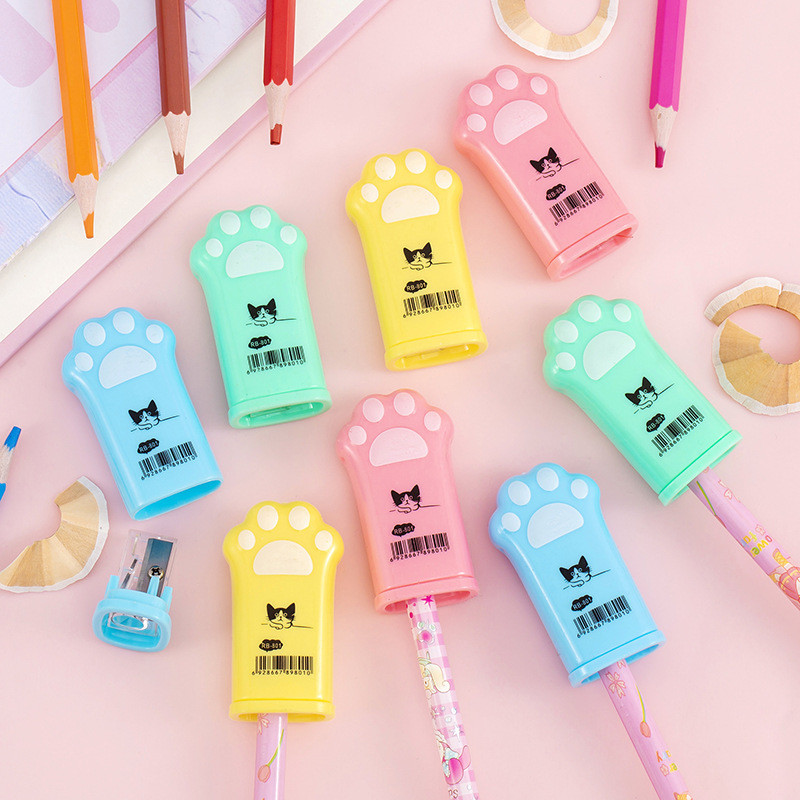 

3/5pcs set Cute Candy Color Cat's Paw Single Hole Pencil Sharpener Pencil Shapper Student Stationery School Supplies