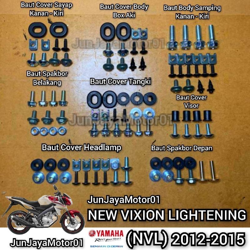 Baut Lengkap Body Yamaha Vixion New Lightening NVL / Baut Bodi Yamaha Vixion New Lightening NVL