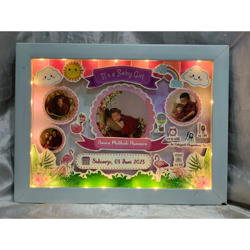 Biodata Bayi 3D Kado Lahiran Pop up 3D frame Bayi