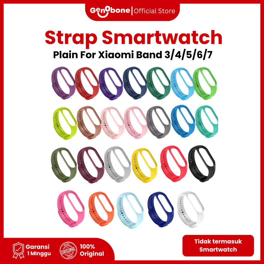 GenObone Starp Smartwatch-Plain Strap For Mi Band 3/4/5/6/7 M7 Band M5 Band M6 Band M4