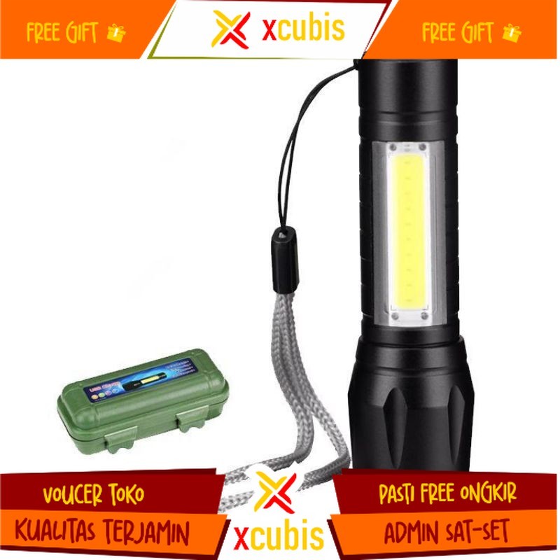 LAMPU SENTER LED Swat Mini Zoom / Senter Police LED / SENTER XPE USB COB MINI USB RECHARGER ZOOM