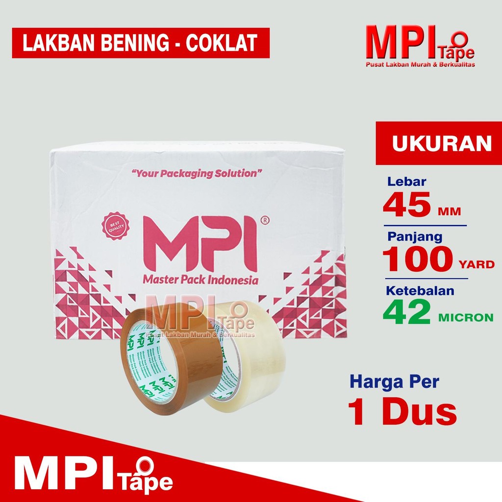 

1 Dus - Lakban Bening - Coklat Ekonomis 45 mm x 100 Yard - MPI