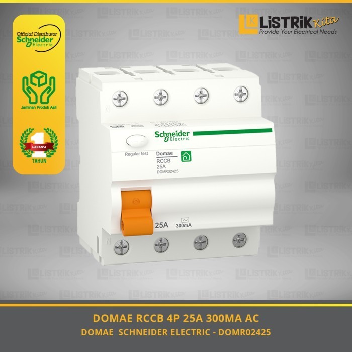 MCB SCHNEIDER Domae RCCB 4P 25A 300MA AC
