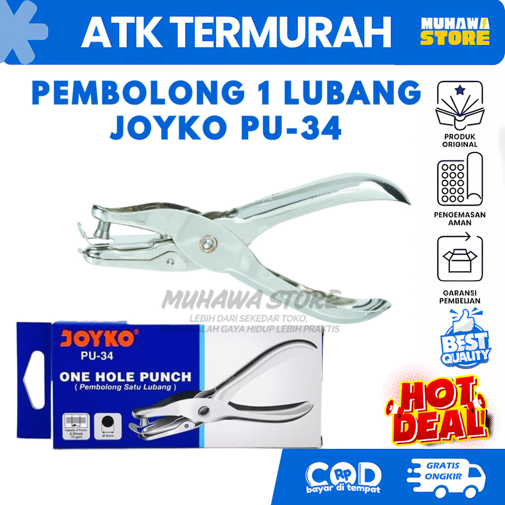 

PEMBOLONG KERTAS 1 LUBANG JOYKO PU-34 ONE HOLE PUNCH-PEMBOLONG KERTAS MATA SATU