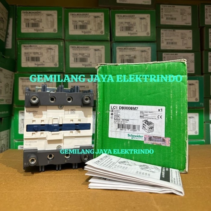 KONTAKTOR SCHNEIDER LC1D80008 4P 125A 220V AC LC1D80008M7 2NO2NC ASLI